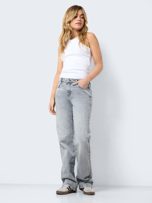 Yolanda Normal Waist Wide Leg Jeans - Light Grey