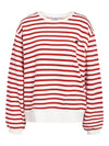 Striped sweatshirt - Round neck - Dropped shoulders - Long sleeves - Embroidered detail at chest - Relaxed fit