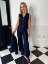 Ava V-Neck Waistcoat - Dark Denim