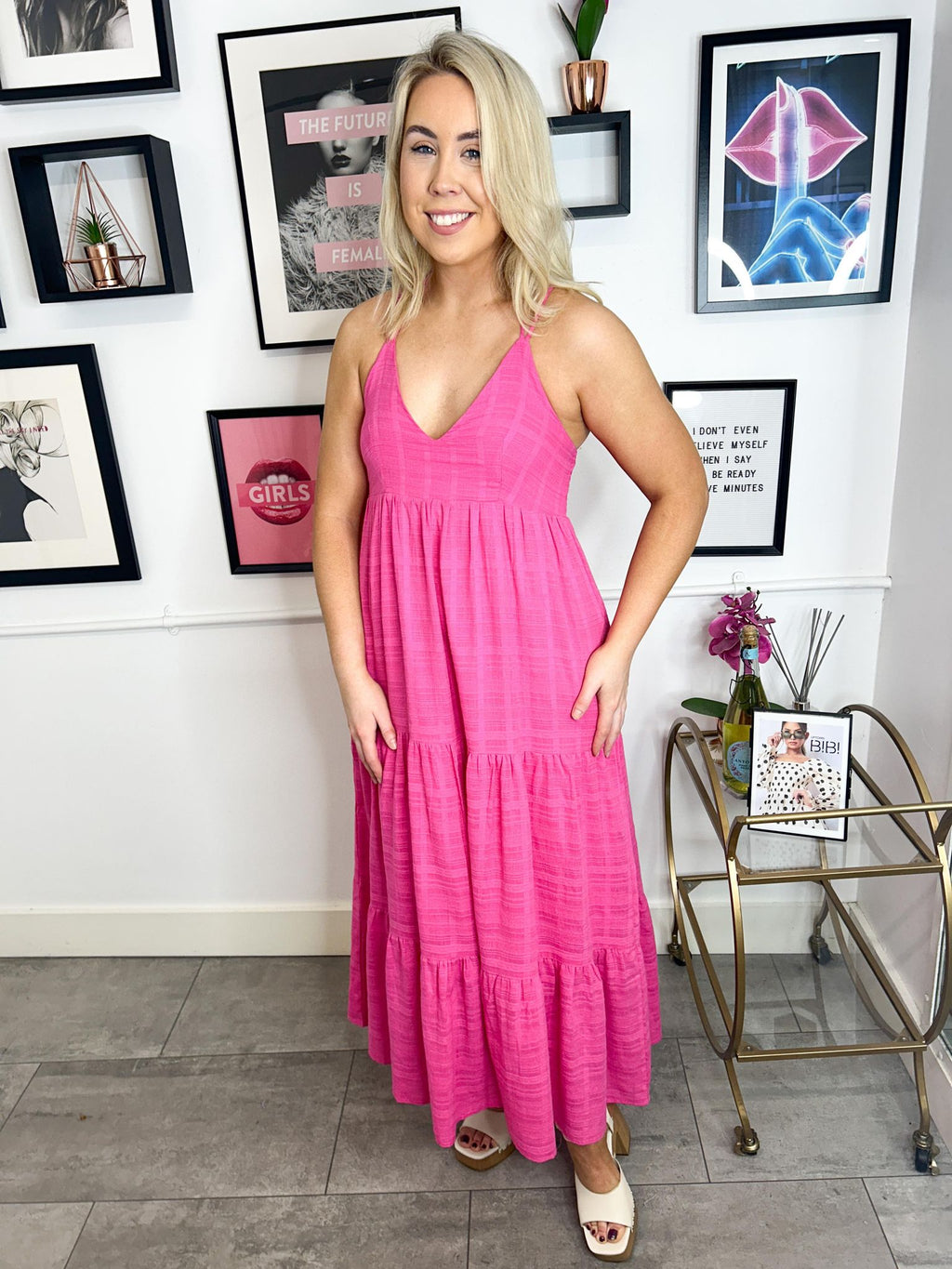 Kimi Strappy Summer Dress - Fuchsia