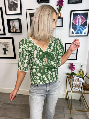 Ciara Embroidery Top - Green