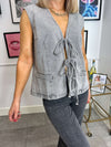 Penny Denim Tie Waistcoat - Grey