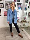 Isha Single Breasted Denim Blazer - Blue