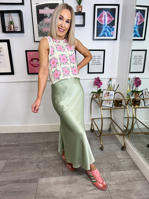 Eden Satin Skirt - Light Green