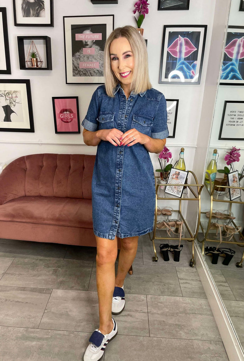 Siona Short Sleeved Dress - Denim