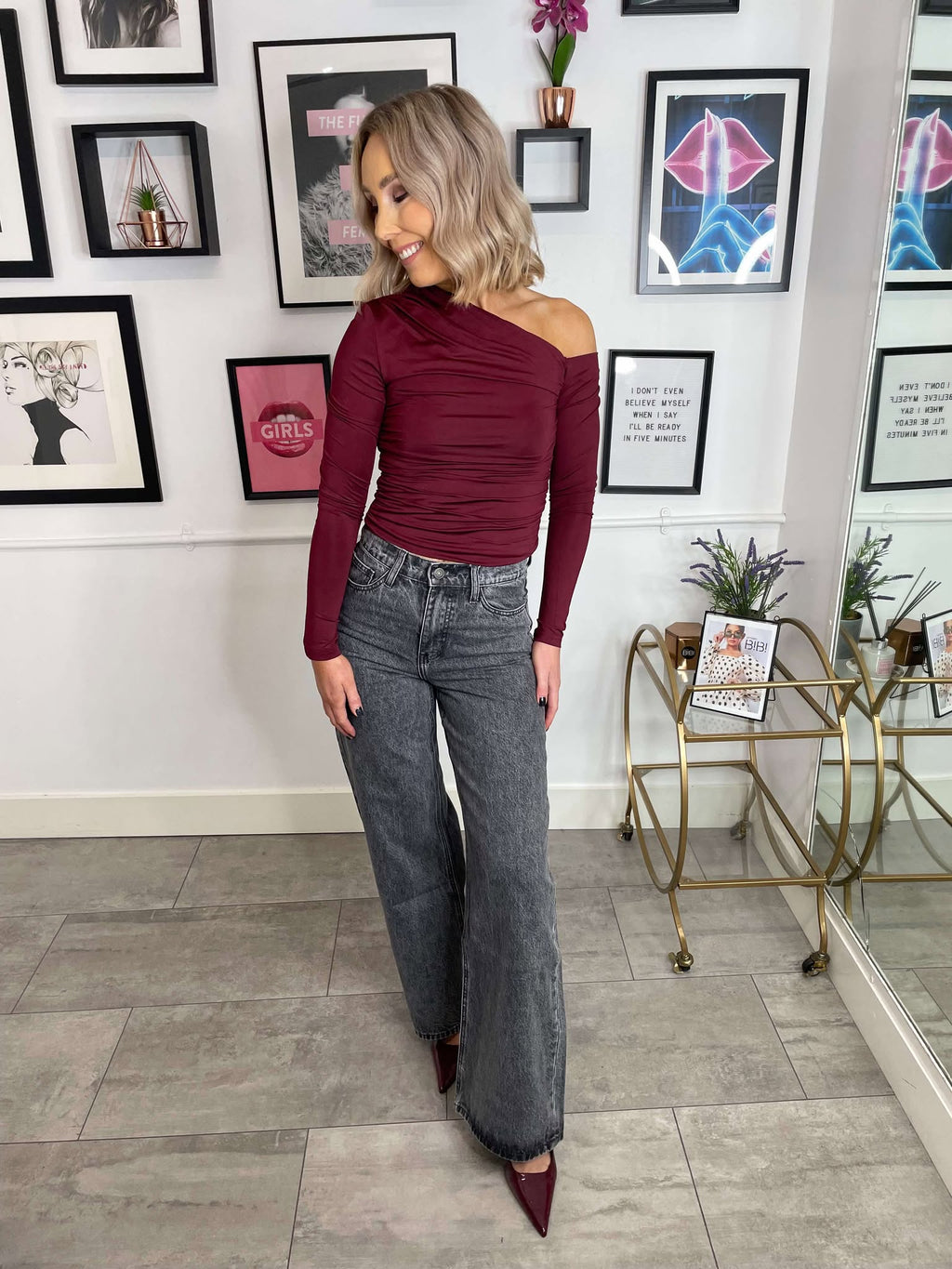 Belle Wide Leg Jeans - Grey