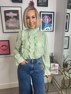 Phoebe Ruffle Blouse - Mint