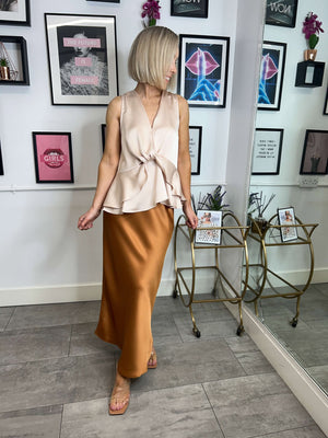 Eden Satin Skirt - Rust