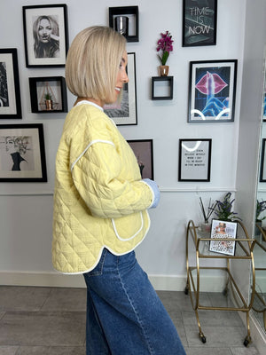 Willow Quilted Jacket - Lemon/Blue