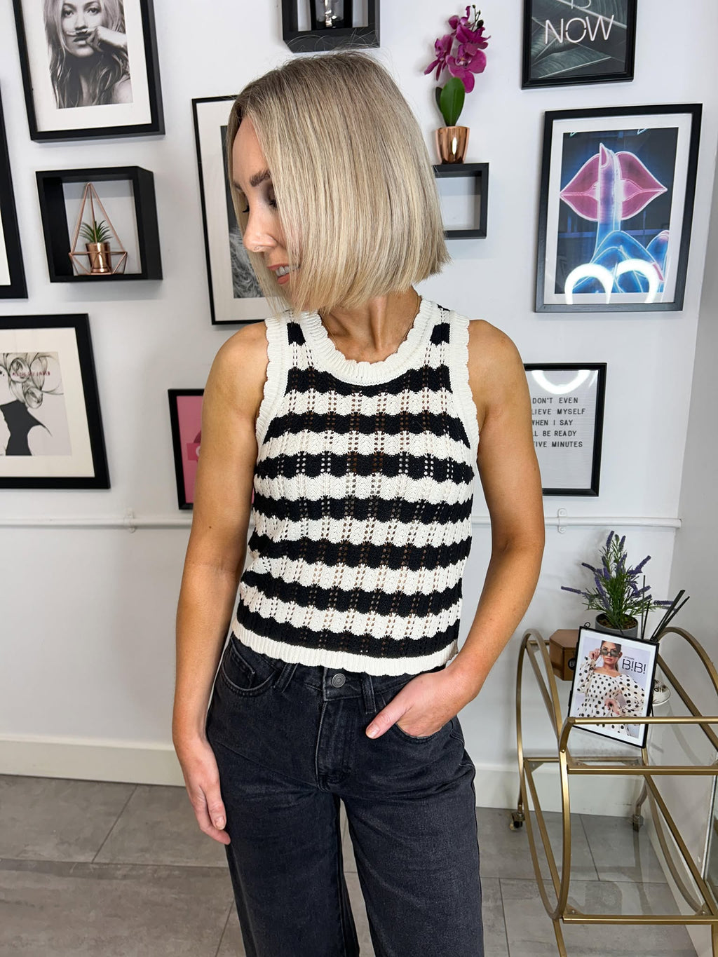 Laika Crochet Vest - Monochrome