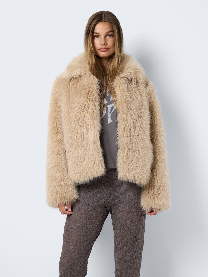 Evie Fur Jacket - Oatmeal