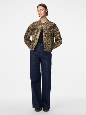 Salume Bomber Denim Jacket - Leopard