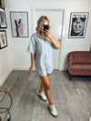 Boho Striped Shirt Playsuit - Blue