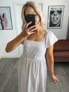 Malou Midi Dress - White/Red Polka Dot