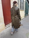 Keyla Belted PU Trench Coat - Vintage Olive