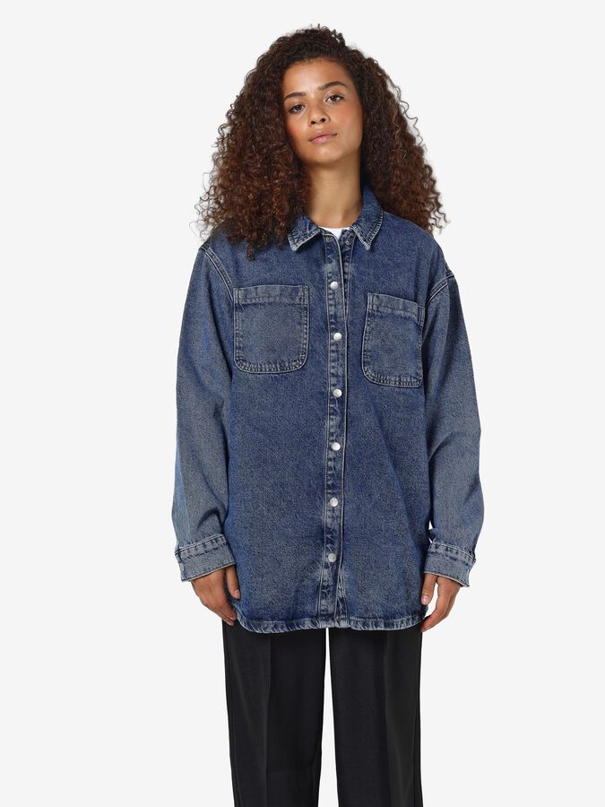 Alva Long Denim Shirt - Medium Blue