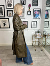 Keyla Belted PU Trench Coat - Vintage Olive