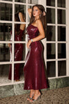 Ramona Wine Sequin One Shoulder Maxi Dress