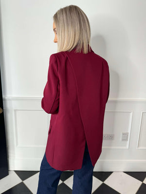 Kasey Crossover Back Blazer - Burgundy