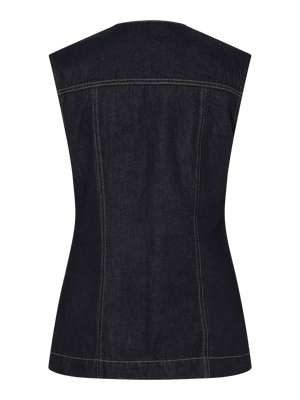 Nua Fitted Denim Waistcoat - Indigo