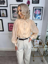 Anya Sheer Blouse - Taupe