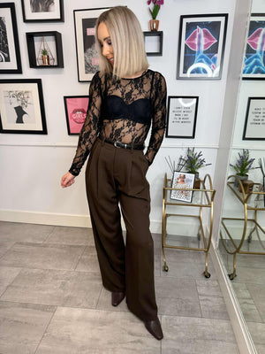 Tanya Straight Leg Trousers - Brown