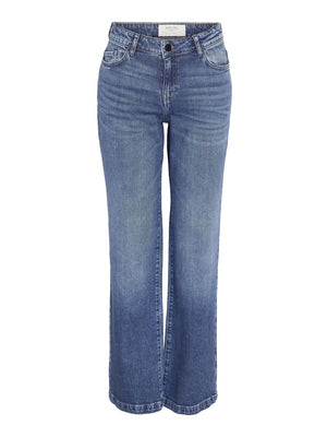 Noisy May Nila Wide Leg Jeans - Medium Blue Denim