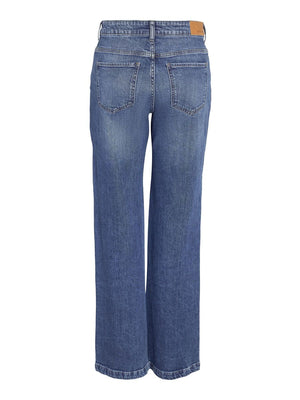 Noisy May Nila Wide Leg Jeans - Medium Blue Denim