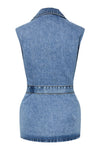 Sabine Long Tie Waistcoat - Denim