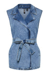 Sabine Long Tie Waistcoat - Denim